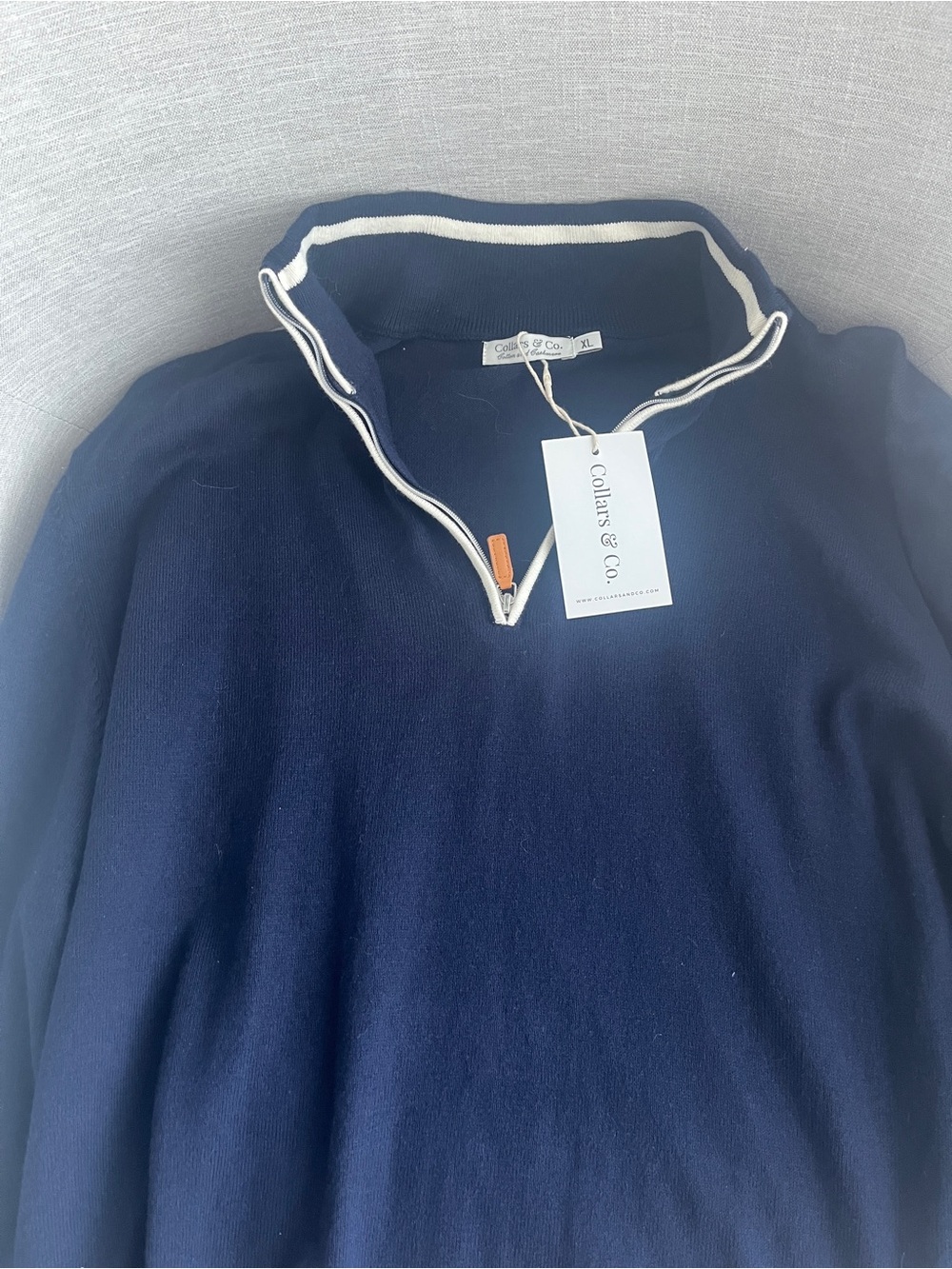 NWT Collars & Co. Luxury Touch Cotton Cashmere Quarter Zip Pullover Size XL